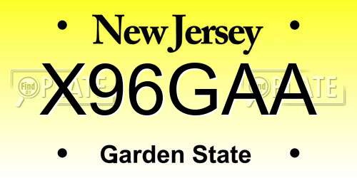 X96GAA New Jersey License Plate