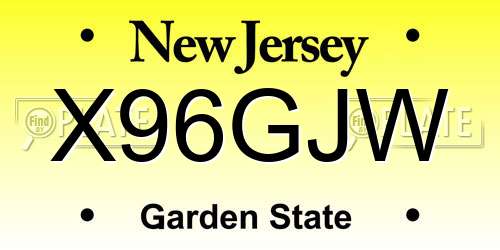X96GJW New Jersey License Plate