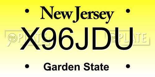X96JDU New Jersey License Plate