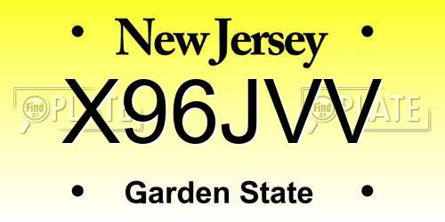 X96JVV New Jersey License Plate