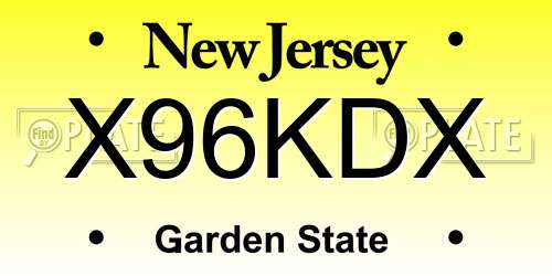 X96KDX New Jersey License Plate