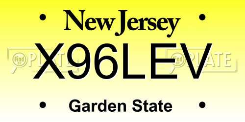 X96LEV New Jersey License Plate
