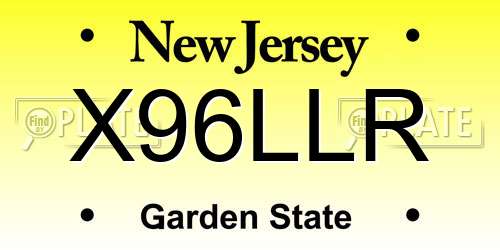 X96LLR New Jersey License Plate