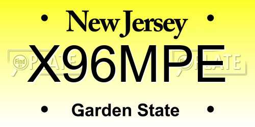 X96MPE New Jersey License Plate
