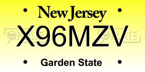 X96MZV New Jersey License Plate