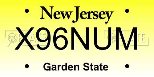 X96NUM New Jersey License Plate