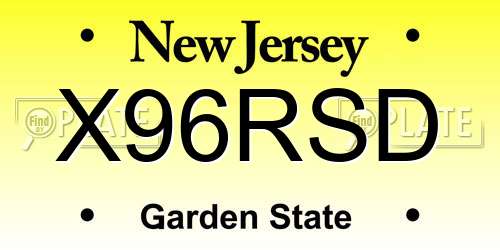 X96RSD New Jersey License Plate