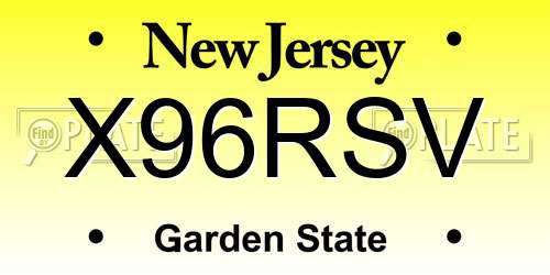 X96RSV New Jersey License Plate