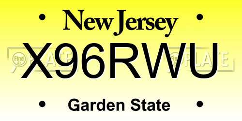 X96RWU New Jersey License Plate