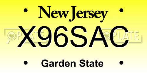 X96SAC New Jersey License Plate