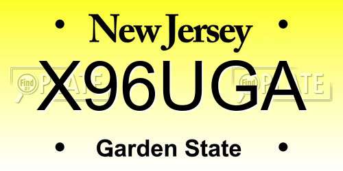 X96UGA New Jersey License Plate