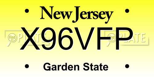 X96VFP New Jersey License Plate