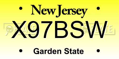 X97BSW New Jersey License Plate