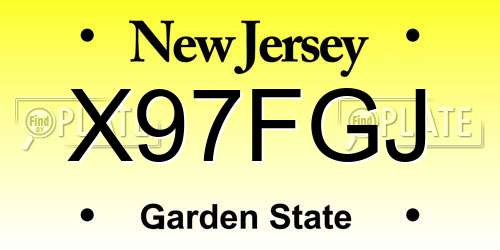 X97FGJ New Jersey License Plate