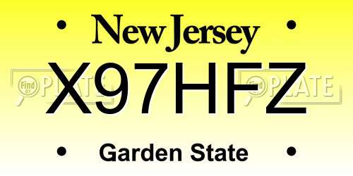 X97HFZ New Jersey License Plate