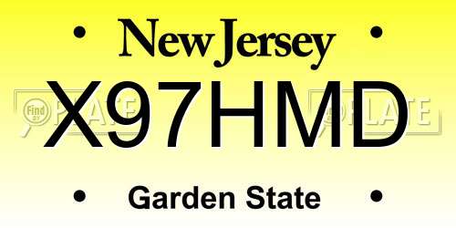 X97HMD New Jersey License Plate