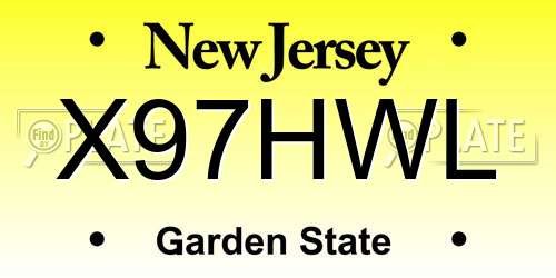 X97HWL New Jersey License Plate