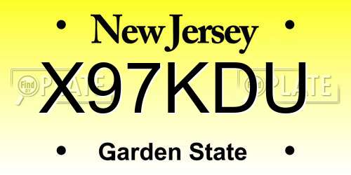 X97KDU New Jersey License Plate