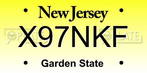 X97NKF New Jersey License Plate