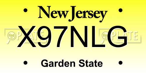 X97NLG New Jersey License Plate