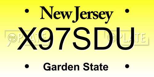 X97SDU New Jersey License Plate