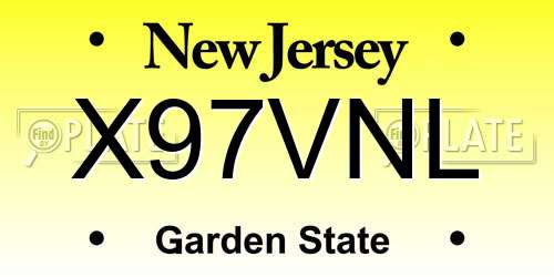 X97VNL New Jersey License Plate