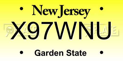 X97WNU New Jersey License Plate