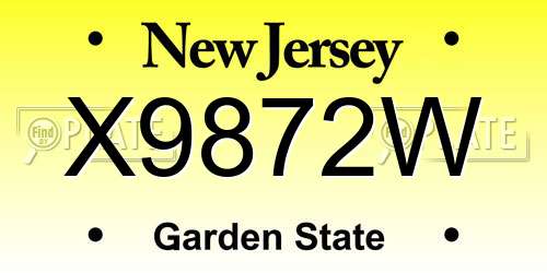 X9872W New Jersey License Plate