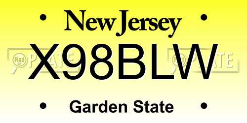 X98BLW New Jersey License Plate
