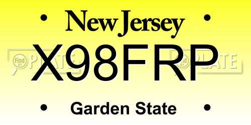 X98FRP New Jersey License Plate