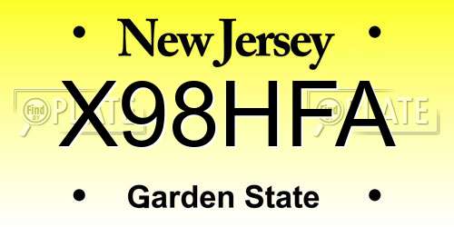 X98HFA New Jersey License Plate