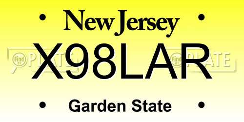 X98LAR New Jersey License Plate