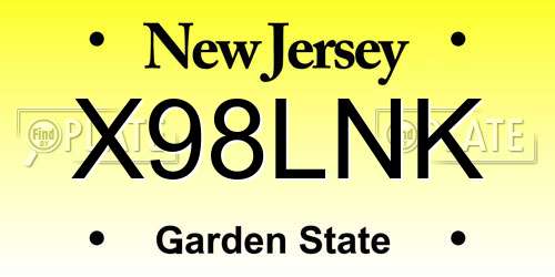X98LNK New Jersey License Plate