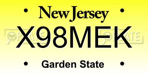 X98MEK New Jersey License Plate
