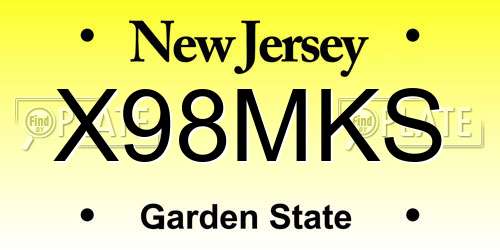 X98MKS New Jersey License Plate