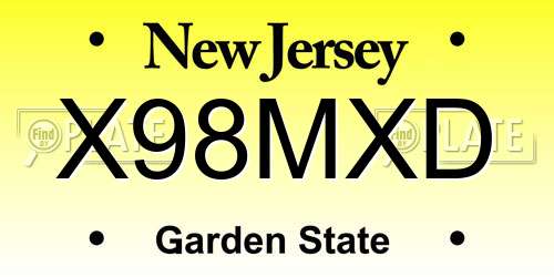 X98MXD New Jersey License Plate