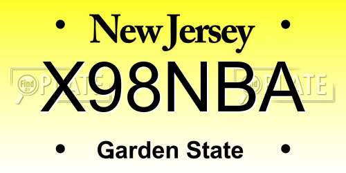 X98NBA New Jersey License Plate