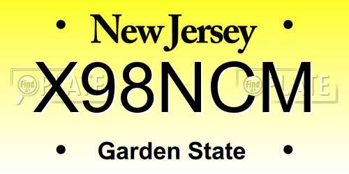 X98NCM New Jersey License Plate