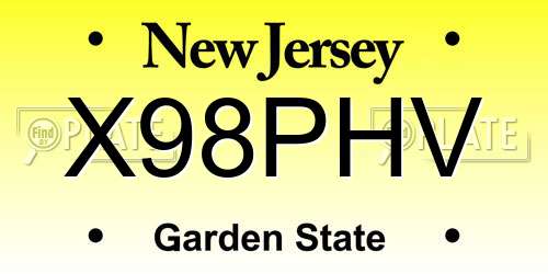 X98PHV New Jersey License Plate