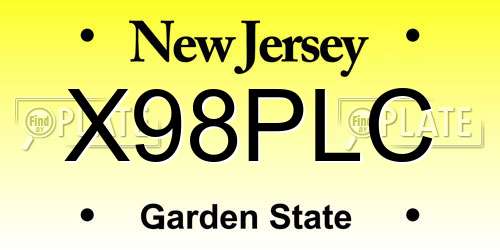 X98PLC New Jersey License Plate