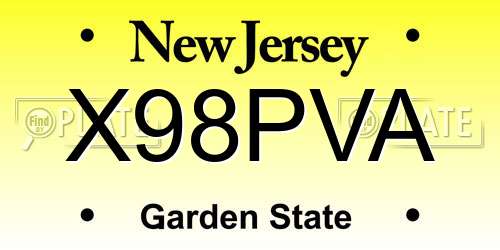 X98PVA New Jersey License Plate