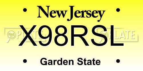 X98RSL New Jersey License Plate