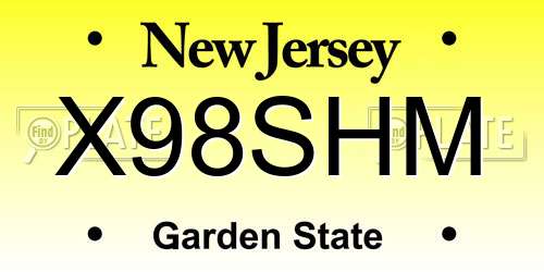 X98SHM New Jersey License Plate