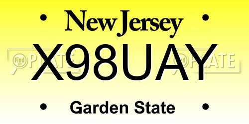 X98UAY New Jersey License Plate