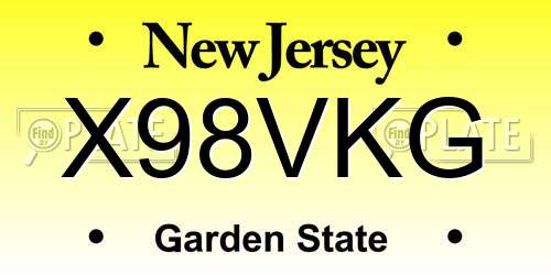 X98VKG New Jersey License Plate
