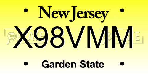 X98VMM New Jersey License Plate