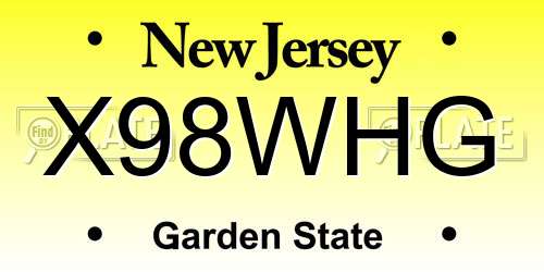 X98WHG New Jersey License Plate