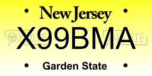X99BMA New Jersey License Plate