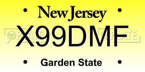 X99DMF New Jersey License Plate