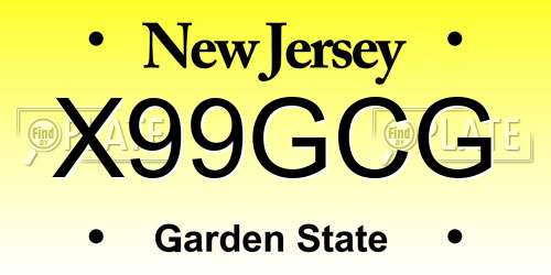 X99GCG New Jersey License Plate
